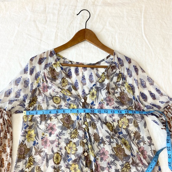 Free People Floral Boho Sheer Top - Picture 9 of 16